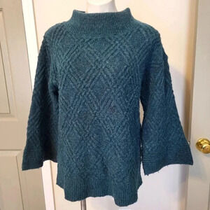 Soft Surroundings Mixed Texture Tres Doux Pullover Sweater In Ocean Heather(S)